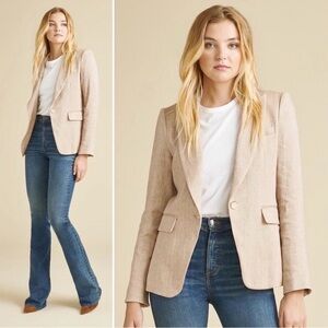 Veronica Beard Cutaway Dickey Jacket Blazer Beige Women’s Size 8 Linen Blend